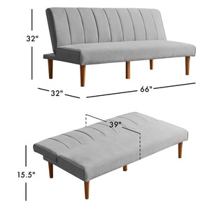 Convertible Futon Sofa Bed – Gray Woven