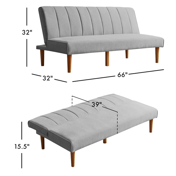 Convertible Futon Sofa Bed – Gray Woven