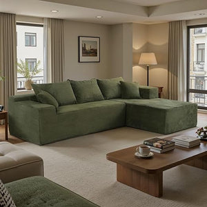 L-Shaped Modular Sectional Sofa with Chaise – Corduroy, No Assembly
