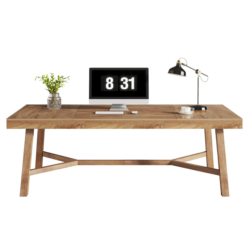 71-Inch Farmhouse Executive Desk with Metal Legs
