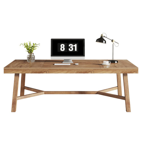 71-Inch Farmhouse Executive Desk with Metal Legs