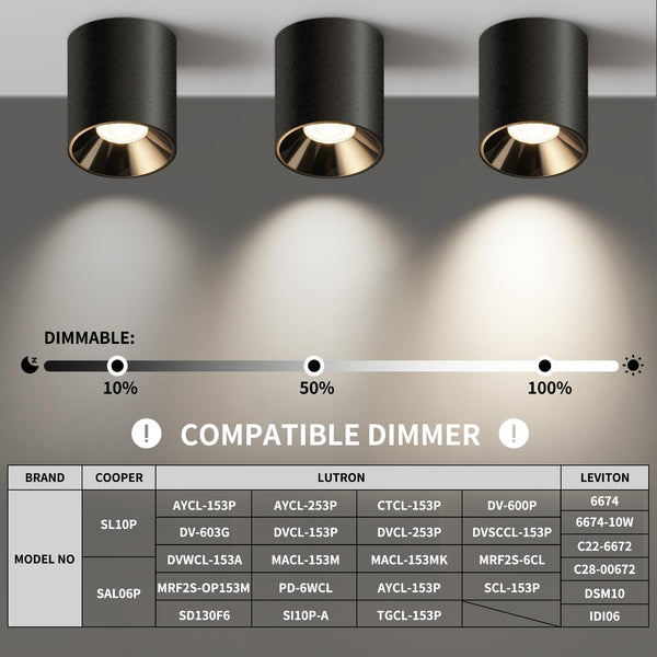 20W LED Flush Mount Ceiling Light – Dimmable COB Cylinder, 4000K