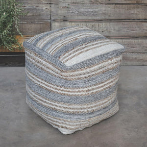 Square Wool Pouf Ottoman – 18" Cube Footstool