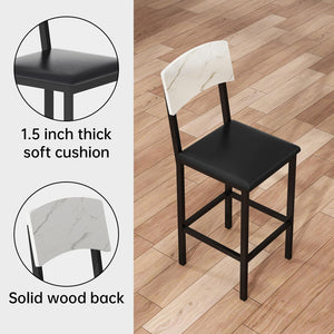 5-Piece Counter Height Dining Table Set with Upholstered Bar Stools