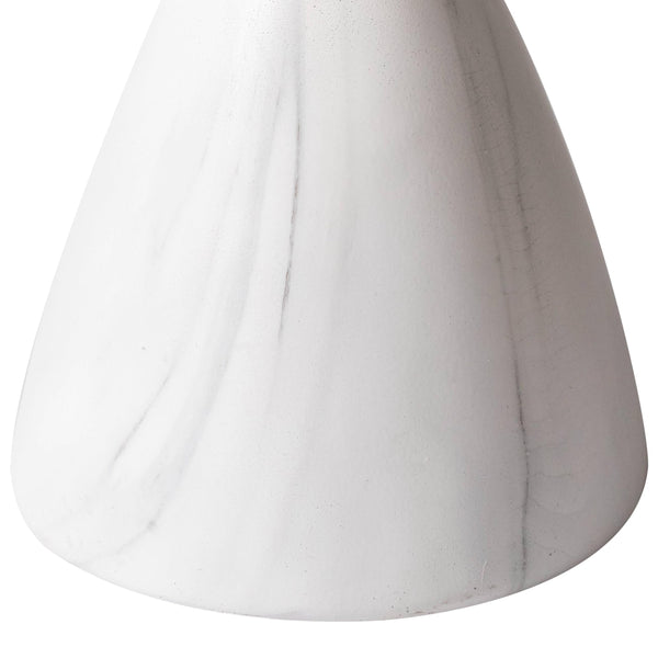 Round Fiberstone Side Table with Hourglass Pedestal Base – Indoor & Outdoor Accent Table