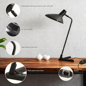 22" Industrial Metal Desk Lamp with Adjustable Neck & Stepless Dimmer