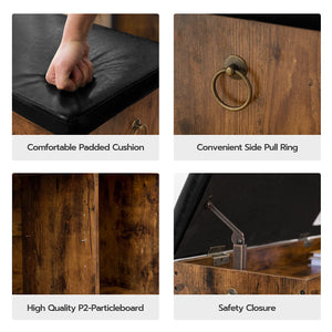 Shoe Storage Bench with Cushion & Lift-Top Hidden Storage