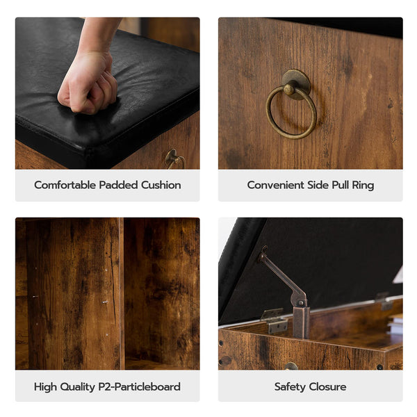 Shoe Storage Bench with Cushion & Lift-Top Hidden Storage