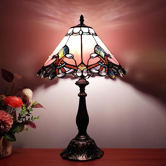 Tiffany Style Stained Glass Table Lamp | Baroque 3-Way Desk Light
