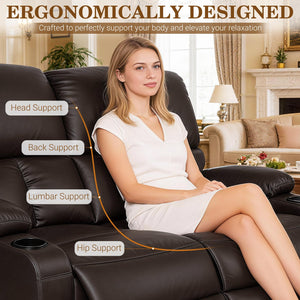 2-Seater Massage Recliner Loveseat with Heat & USB