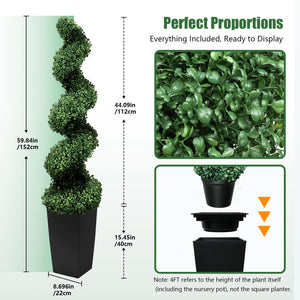Artificial Spiral Topiary Trees, Set of 2 – UV Resistant, Indoor/Outdoor