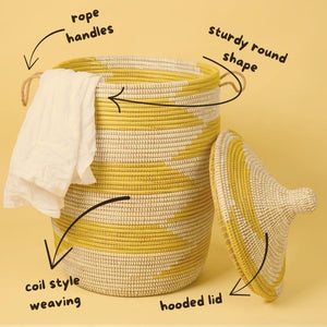 Wicker Storage Basket with Lid and Handles