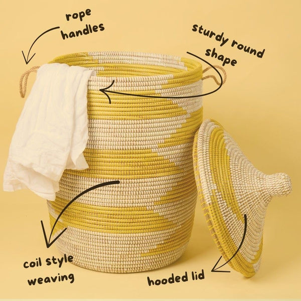 Wicker Storage Basket with Lid and Handles