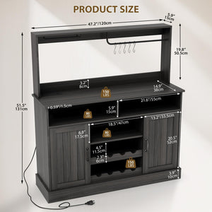 47" Farmhouse Coffee Bar Cabinet with Sliding Barn Door