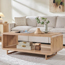 2-Tier Coffee Table with Storage Shelf | Curved Profile, Engineered Wood