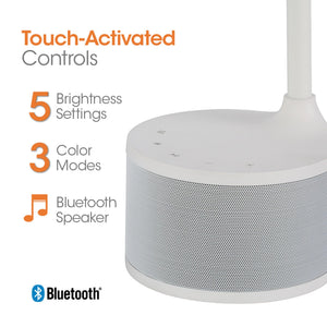 LED Desk Lamp with Bluetooth Speaker & Dual Adjustable Shades