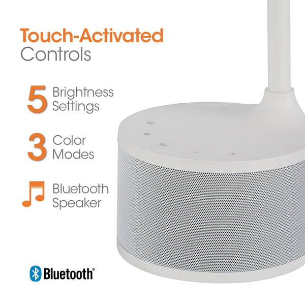 LED Desk Lamp with Bluetooth Speaker & Dual Adjustable Shades