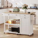 Kitchen Island with Drop Leaf & Trash Cabinet