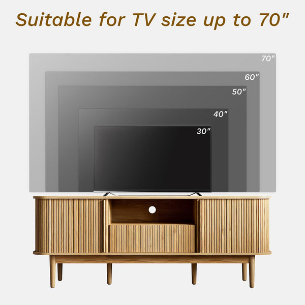63" Fluted TV Stand with Sliding Doors