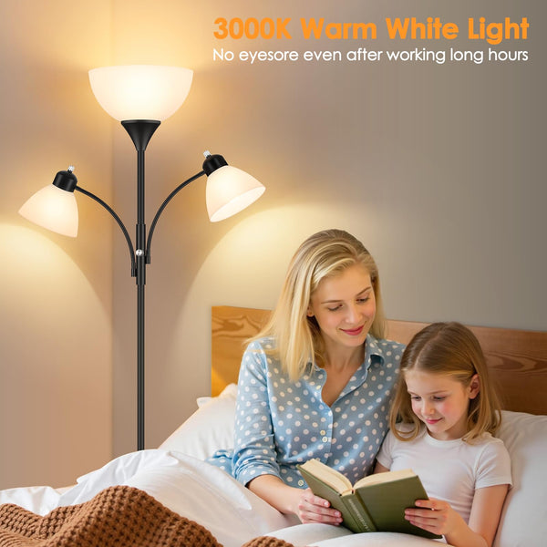 72" Dimmable Torchiere Floor Lamp with 2 Reading Lights