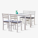 5-Piece Modern Farmhouse Solid Wood Dining Table Set for 4