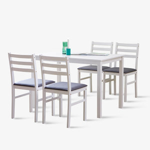 5-Piece Modern Farmhouse Solid Wood Dining Table Set for 4