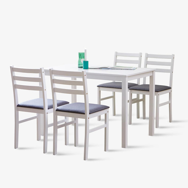 5-Piece Modern Farmhouse Solid Wood Dining Table Set for 4