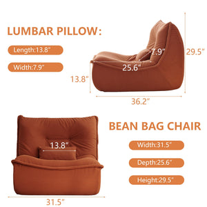 Foam-Filled Bean Bag Lounge Chair with Lumbar Pillow