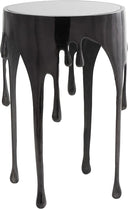 Round Aluminum Accent Table with Glass Top
