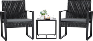 3-Piece Outdoor Wicker Patio Furniture Set with Coffee Table