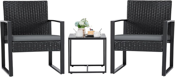 3-Piece Outdoor Wicker Patio Furniture Set with Coffee Table