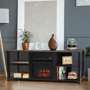 TV Stand with Adjustable Shelves and Fireplace Opening – Fits Up to 65" TVs