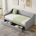 Twin Size Upholstered Daybed with Storage Drawers and Charging Station