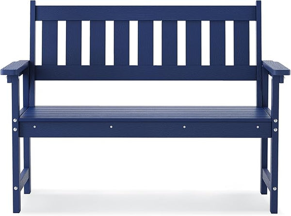 HDPS Outdoor Bench with Ergonomic Backrest, 2-Person