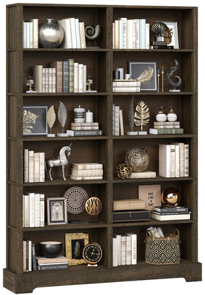 76" Tall 6-Tier Wood Bookcase with 12 Compartments