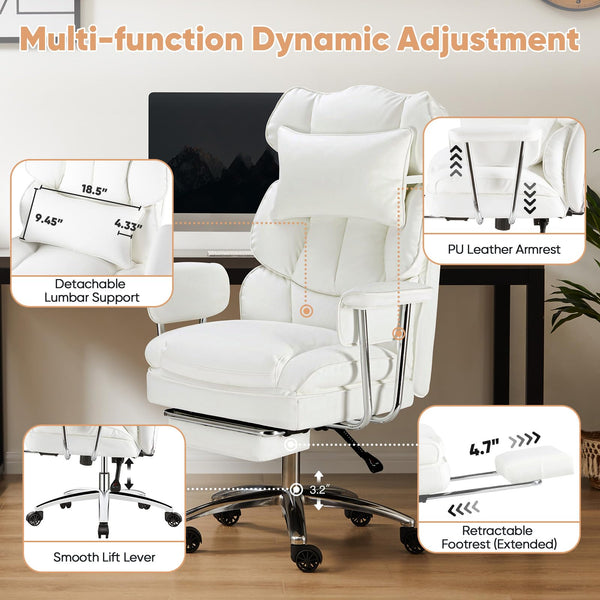 Ergonomic Executive Office Chair with Footrest & Lumbar Support