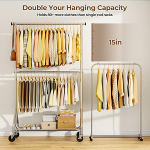 Heavy Duty Double Rod Clothes Rack
