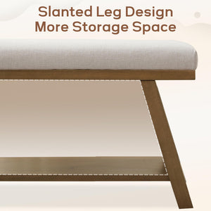 45" Upholstered Storage Bench with Shoe Rack
