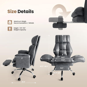 Big & Tall Office Chair with Flip Armrests & Footrest