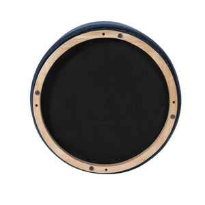Round Upholstered Ottoman with Wood Base