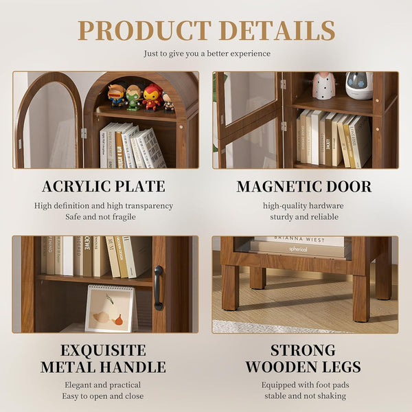 5-Tier Arched Display Cabinet with Acrylic Glass Doors