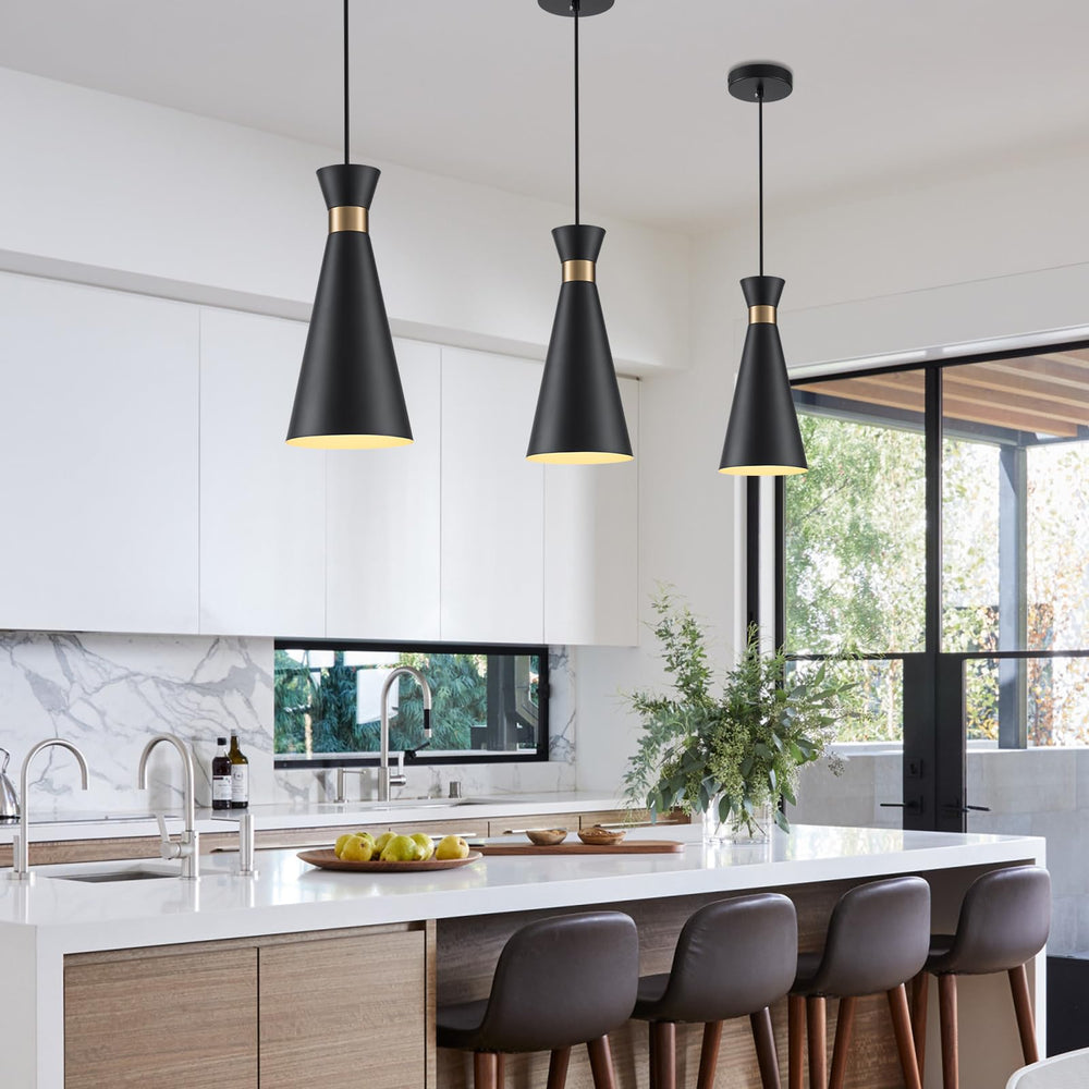 Mini Pendant Lights for Kitchen Island – Black Gold & White