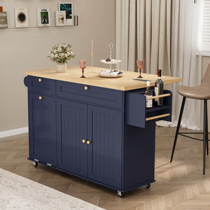 Rolling Kitchen Island Cart with Extendable Table & Power Outlet