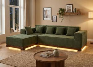 110" L-Shaped Sectional Sofa with LED Lights & Chaise