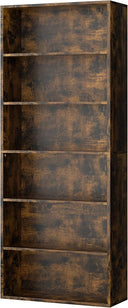 6-Tier Tall Bookcase – Wood Floor Standing Display Shelf
