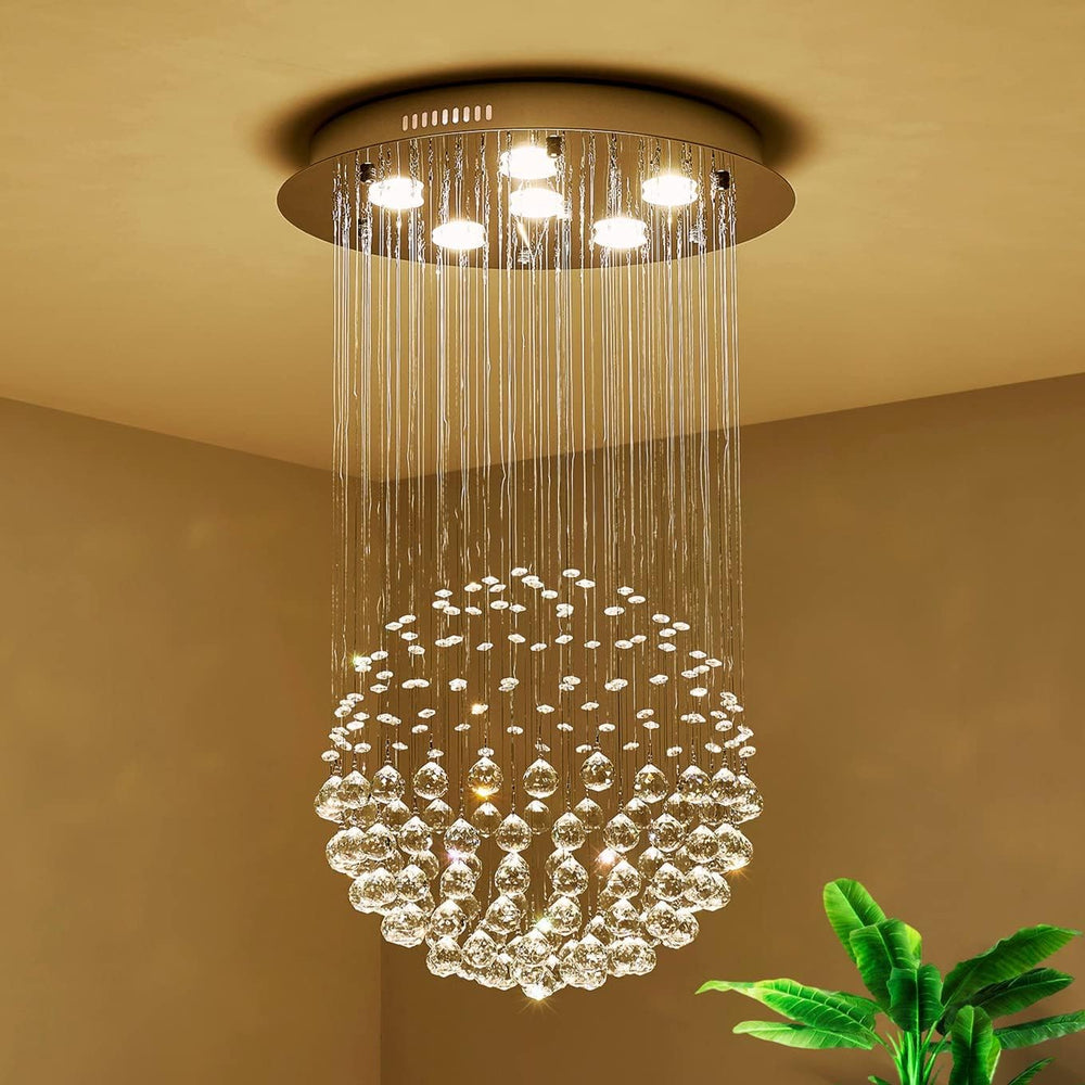 K9 Crystal Raindrop Chandelier – Modern LED Ceiling Light