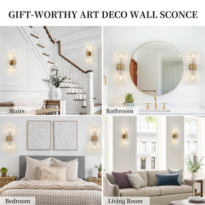 Mid-Century Modern 2-Light Wall Sconce – Gold Glass Shade