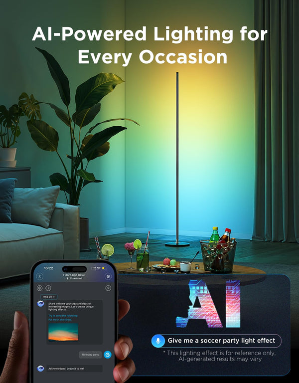 RGBIC Smart LED Floor Lamp with Music Sync, 1000lm