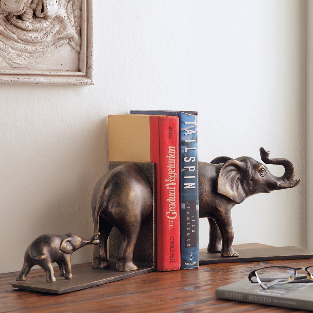 Elephant & Baby Bookends