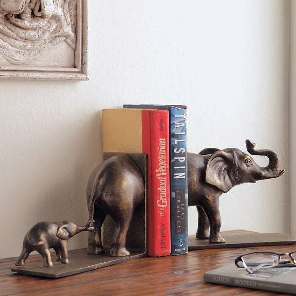 Elephant & Baby Bookends